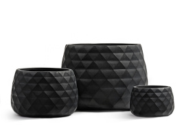 Кашпо TREEZ ERGO - Diamond - Низкая чаша - Антрацит