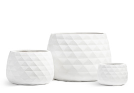 Кашпо TREEZ ERGO - Diamond - Низкая чаша - Белый камень