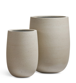 Кашпо TREEZ ERGO - Fine Rock - Высокая округлая чаша - Белый песок