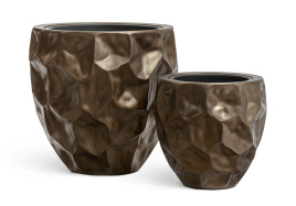 Кашпо TREEZ Effectory - Metal - Округлая чаша Design Crumple - Чернёная бронза