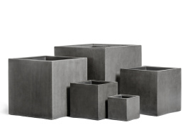 Кашпо TREEZ Effectory - Beton - Куб - Тёмно-серый бетон