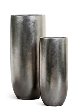 Кашпо TREEZ Effectory - Metal - Высокий округлый конус - Стальное серебро