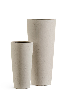 Кашпо TREEZ Effectory - Beton - Высокий конус - Белый песок