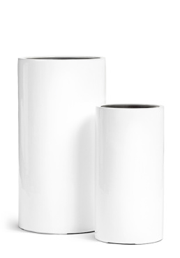 Кашпо TREEZ Effectory - Gloss - Цилиндр высокий- Белый глянцевый лак