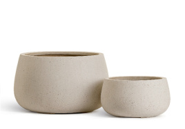 Кашпо TREEZ Effectory - Beton - Низкая Design-чаша - Белый песок