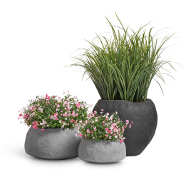 Сет № 28 - Лемонграсс и Альпийское разнотравье с розов. цветами в кашпо Treez Effectory Organic