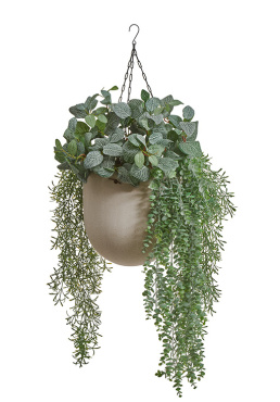 Сет № 89 - Композиция с фиттонией в подвесном кашпо Treez Effectory Beton