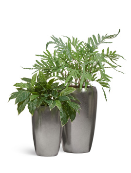 Кашпо TREEZ Effectory - Metal - Высокий округлый конус - Стальное серебро