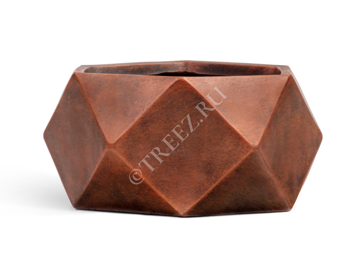 Кашпо TREEZ ERGO - Rombo - Низкая чаша-многогранник - Состаренная медь фото