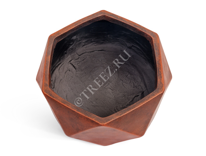 Кашпо TREEZ ERGO - Rombo - Низкая чаша-многогранник - Состаренная медь фото