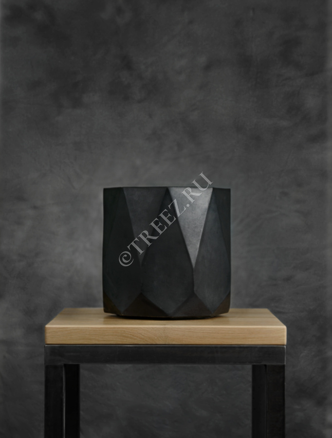 Кашпо TREEZ ERGO - Rombo - Цилиндр-многогранник- Антрацит фото