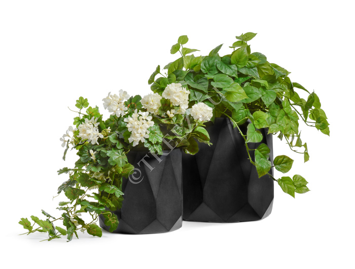 Кашпо TREEZ ERGO - Rombo - Цилиндр-многогранник- Антрацит фото