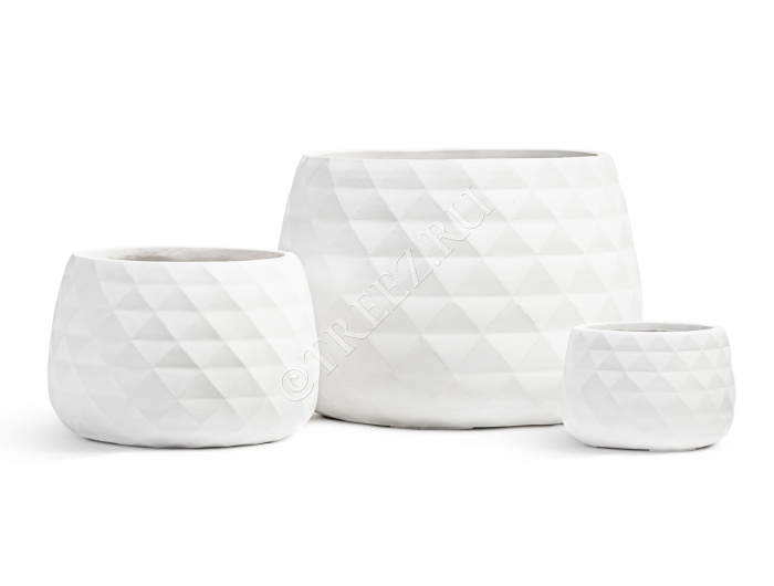 Кашпо TREEZ ERGO - Diamond - Низкая чаша - Белый камень фото