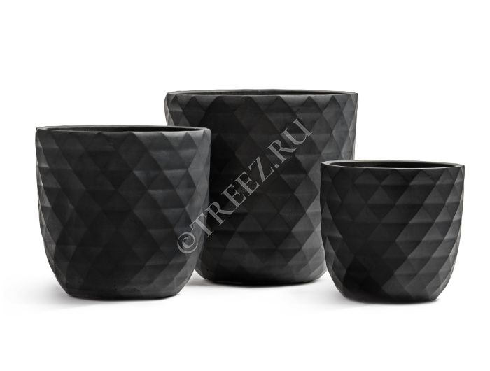 Кашпо TREEZ ERGO - Diamond - Чаша-конус - Антрацит фото