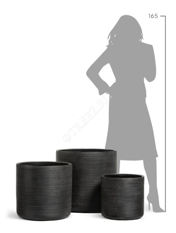 Кашпо TREEZ ERGO - TreeLine - Цилиндр - Антрацит фото