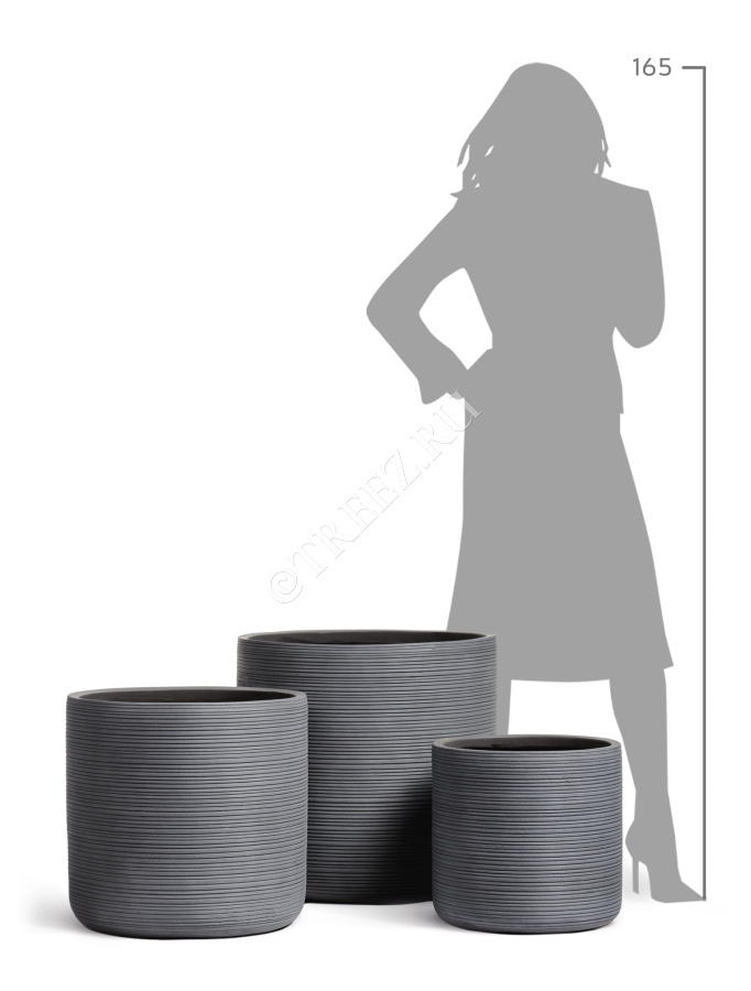 Кашпо TREEZ ERGO - TreeLine - Цилиндр - Дымчато-серый бетон фото