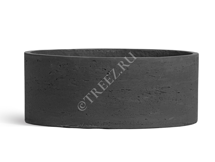 Кашпо TREEZ ERGO - Concrete - Низкий цилиндр - Тёмно-серый бетон фото