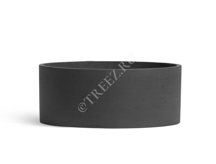Кашпо TREEZ ERGO - Concrete - Низкий цилиндр - Тёмно-серый бетон фото