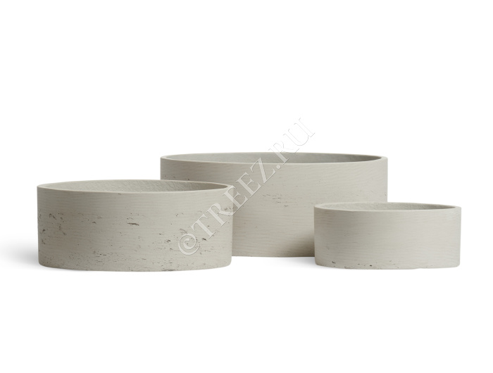 Кашпо TREEZ ERGO - Concrete - Низкий цилиндр - Белый песок фото