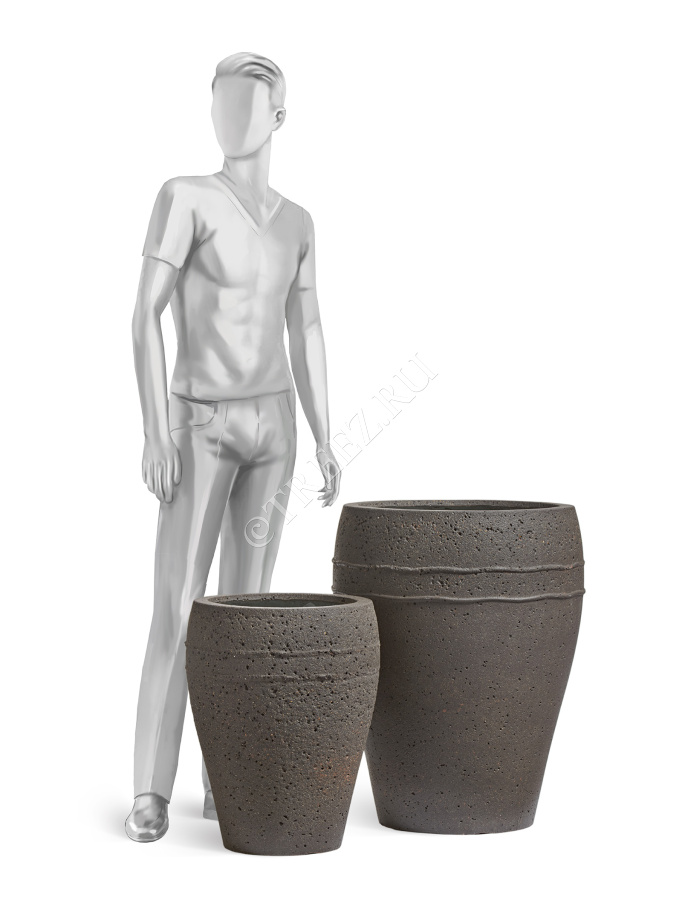 Кашпо TREEZ ERGO - Nero - Амфора - Чёрный туф фото