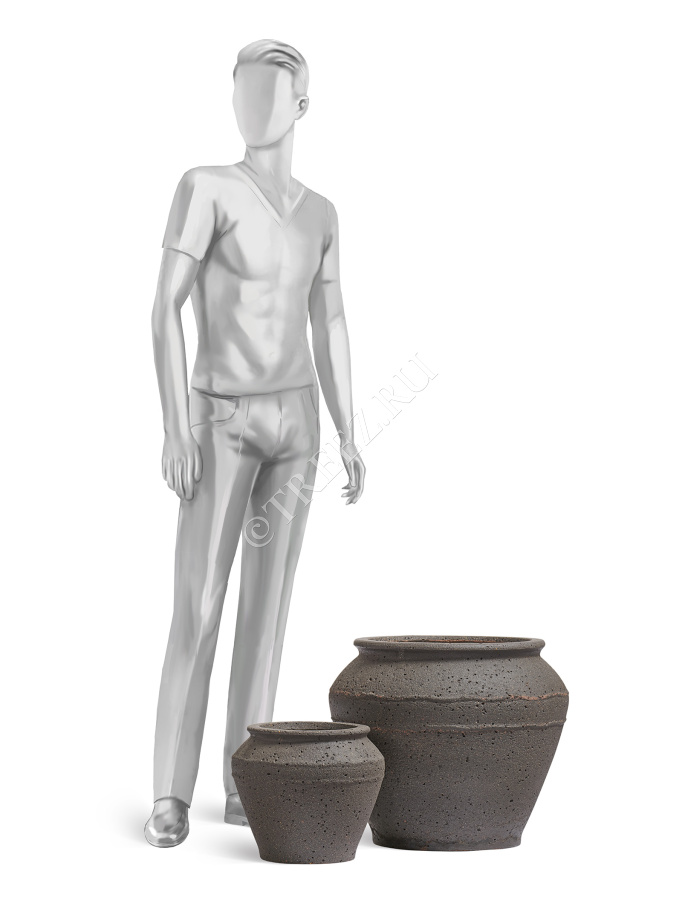 Кашпо TREEZ ERGO - Nero - Чаша-амфора - Чёрный туф фото