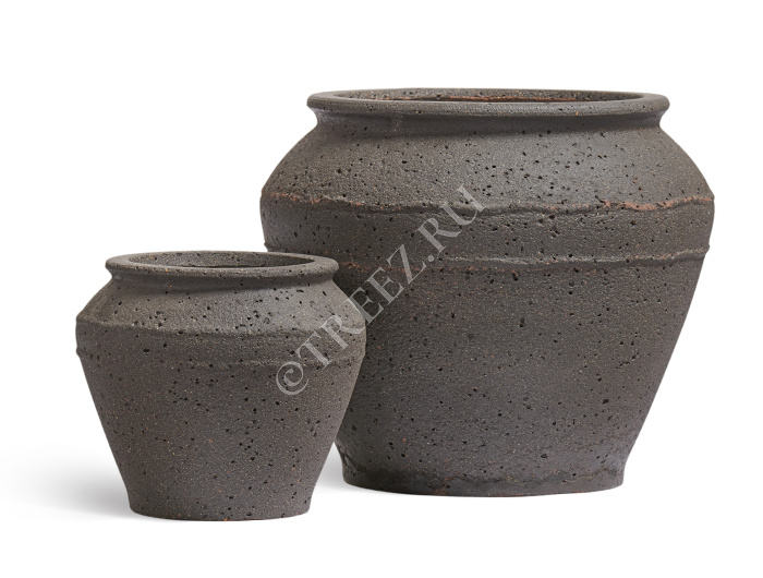 Кашпо TREEZ ERGO - Nero - Чаша-амфора - Чёрный туф фото