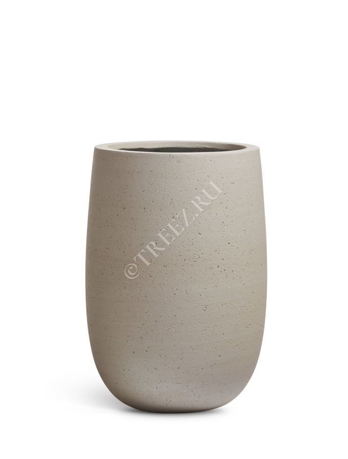 Кашпо TREEZ ERGO - Fine Rock - Высокая округлая чаша - Белый песок фото