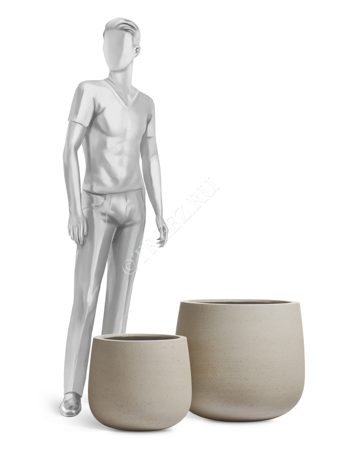 Кашпо TREEZ ERGO - Fine Rock - Design-чаша Classic - Белый песок фото