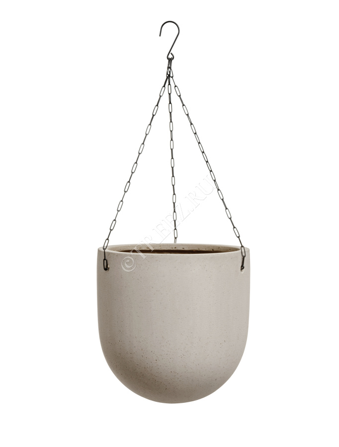 Кашпо TREEZ Effectory - Beton - Чаша большая подвесная - Белый песок фото