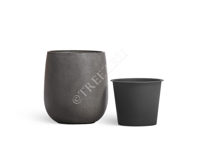 Кашпо TREEZ Effectory - Beton - Design-Чаша - Тёмно-серый бетон фото