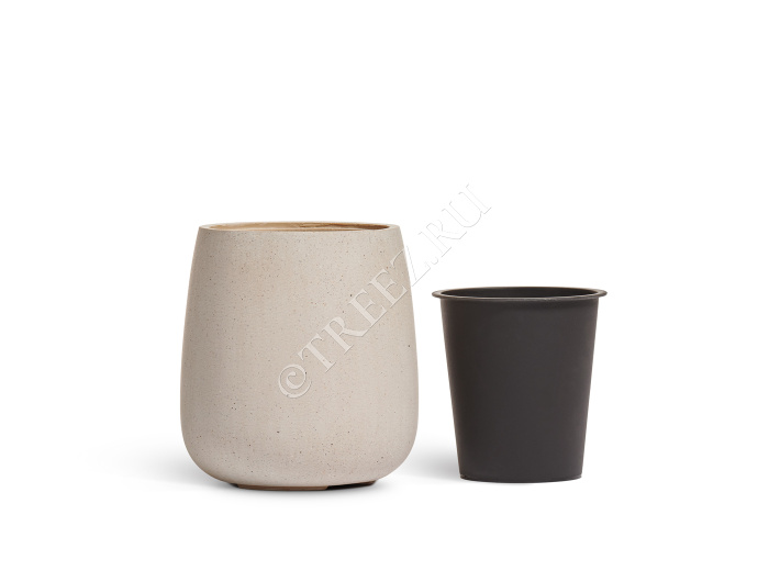 Кашпо TREEZ Effectory - Beton - Design-Чаша - Белый песок фото