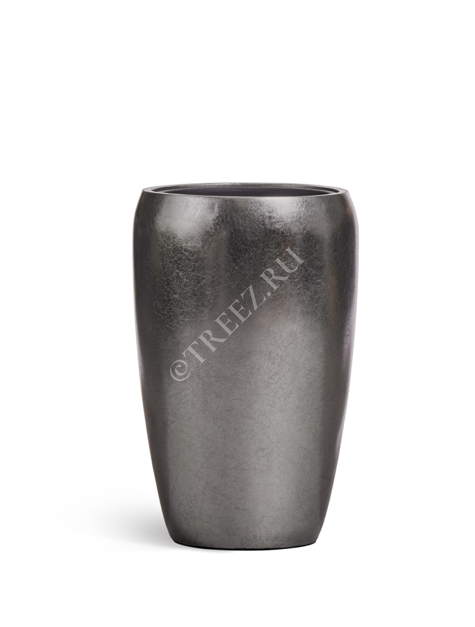 Кашпо TREEZ Effectory - Metal - Высокий округлый конус - Стальное серебро фото