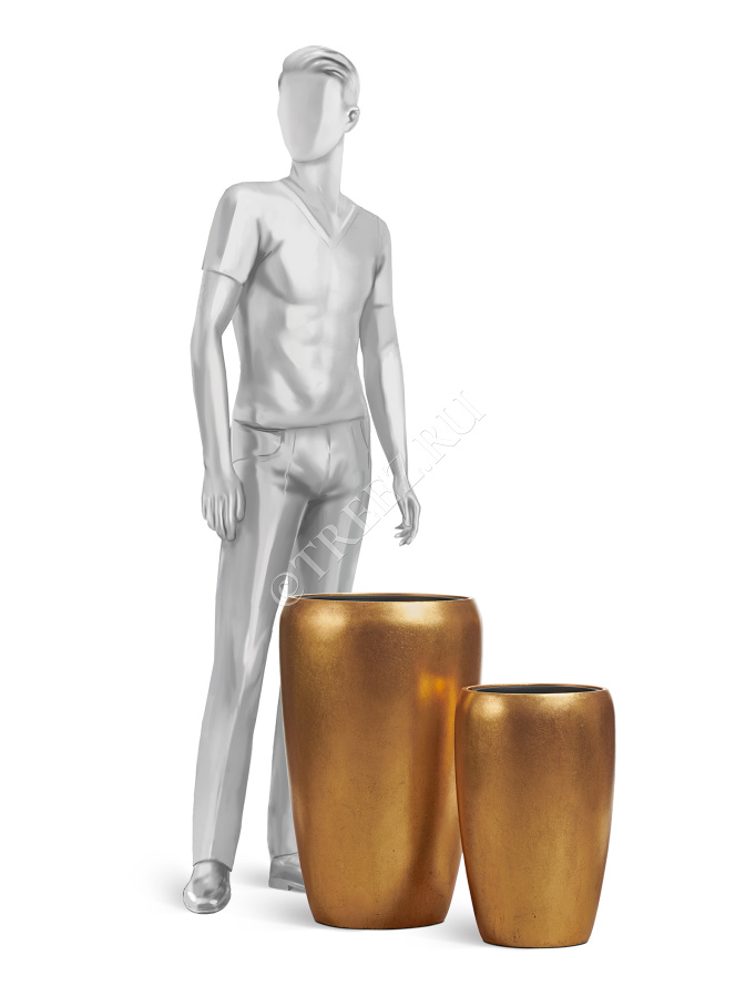 Кашпо TREEZ Effectory - Metal - Высокий округлый конус - Сусальное золото фото