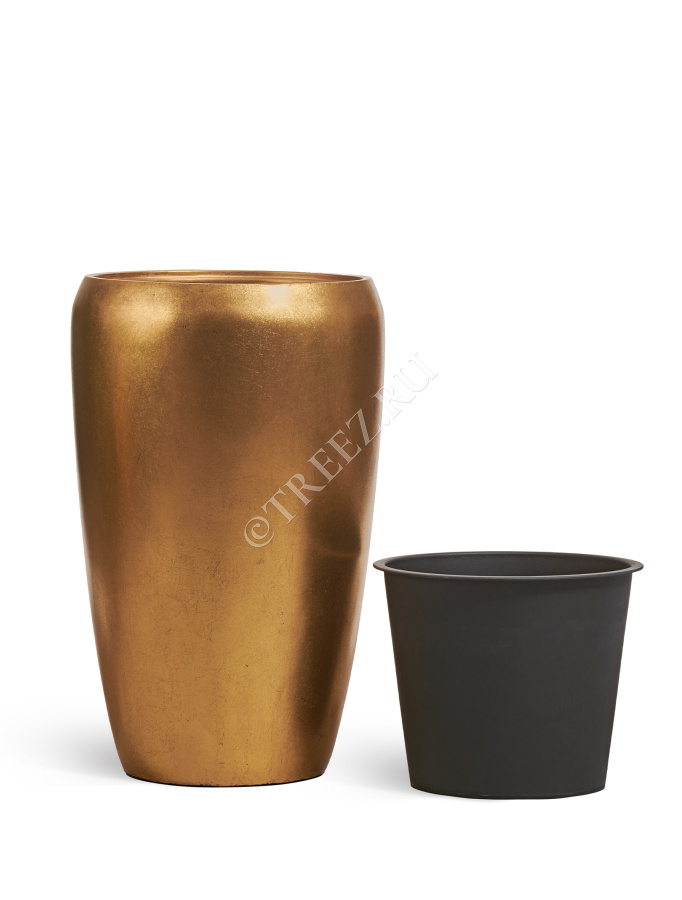 Кашпо TREEZ Effectory - Metal - Высокий округлый конус - Сусальное золото фото