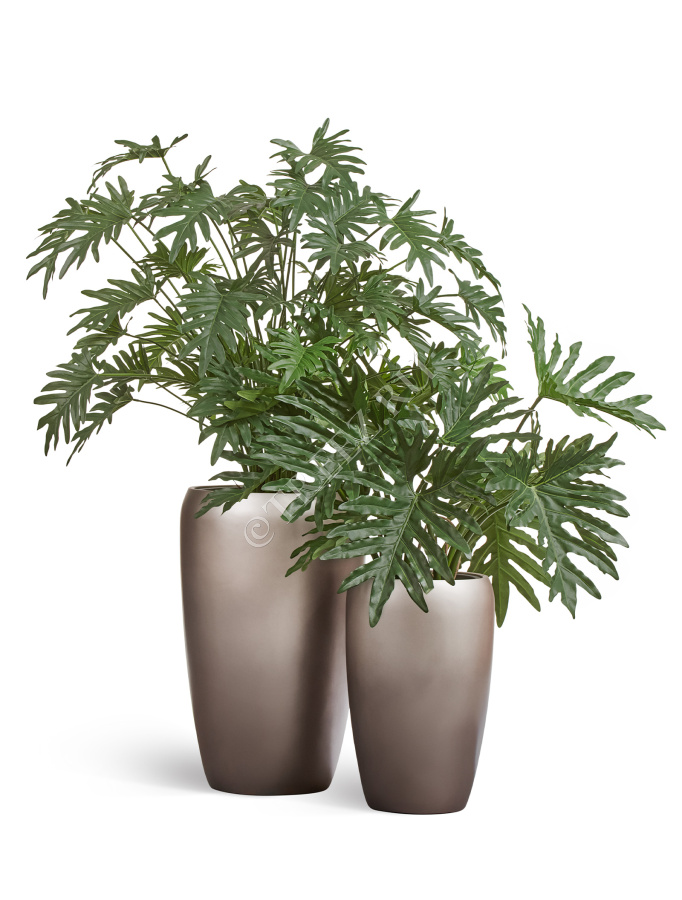 Кашпо TREEZ Effectory - Metal - Высокий округлый конус - Лаковое тёмное серебро фото