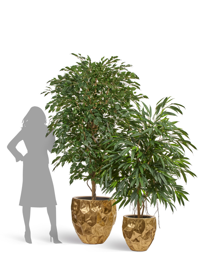 Кашпо TREEZ Effectory - Metal - Округлая чаша Design Crumple - Сусальное золото фото