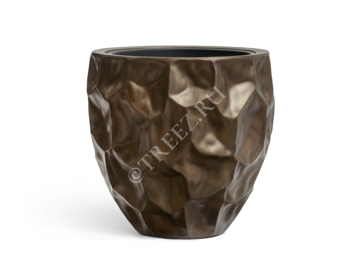 Кашпо TREEZ Effectory - Metal - Округлая чаша Design Crumple - Чернёная бронза фото