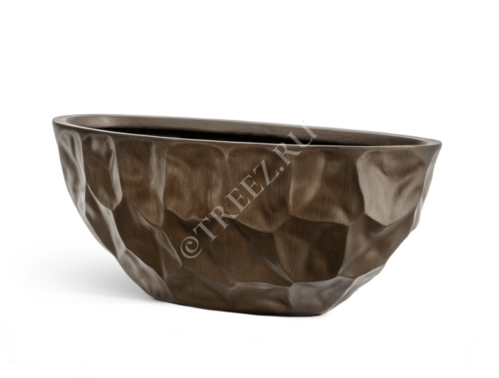 Кашпо TREEZ Effectory - Metal - Высокая лодка Design Crumple - Чернёная бронза фото