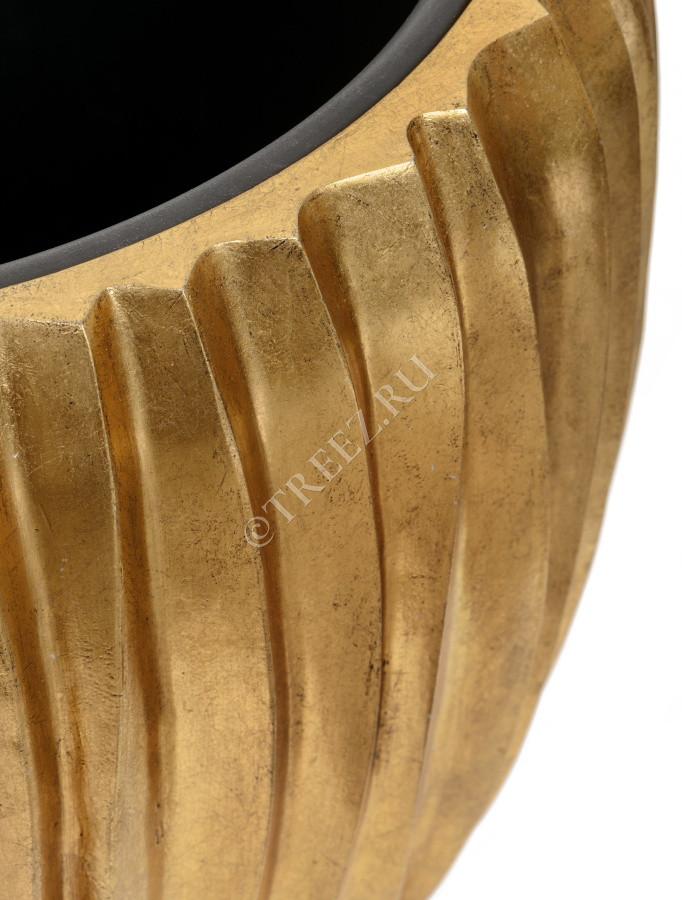 Кашпо TREEZ Effectory - Metal - Чаша Design Wave - Сусальное золото фото