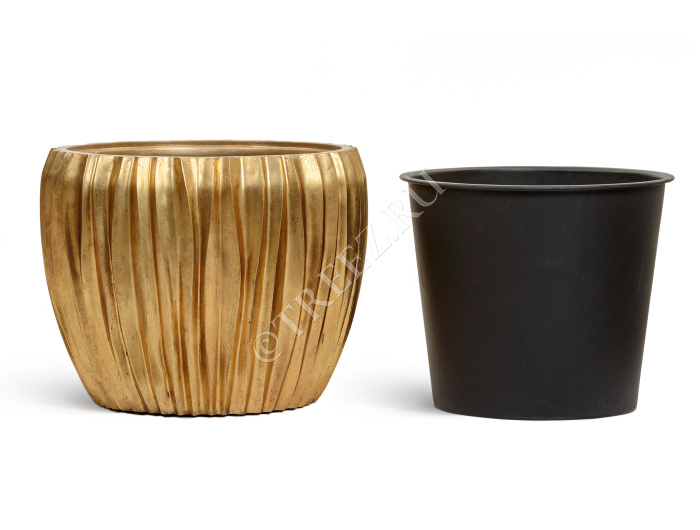 Кашпо TREEZ Effectory - Metal - Чаша Design Wave - Сусальное золото фото
