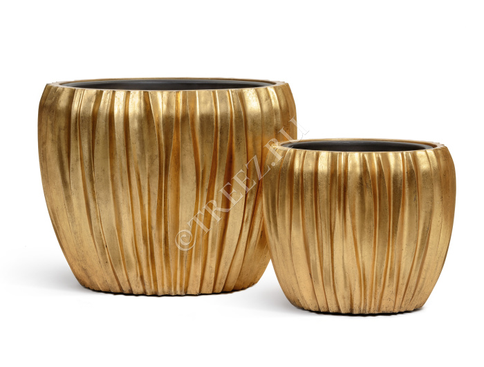 Кашпо TREEZ Effectory - Metal - Чаша Design Wave - Сусальное золото фото