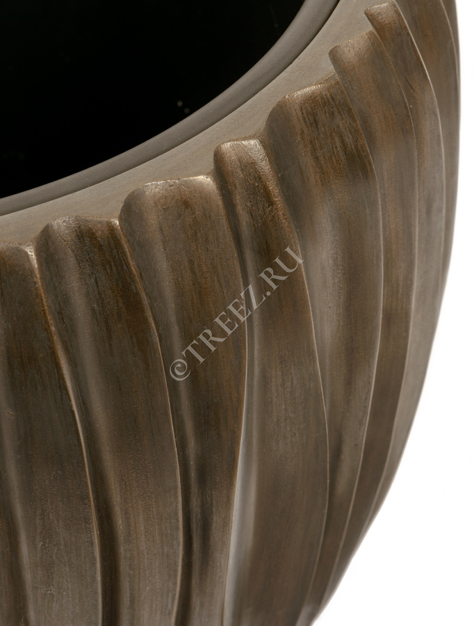 Кашпо TREEZ Effectory - Metal - Чаша Design Wave - Чернёная бронза фото