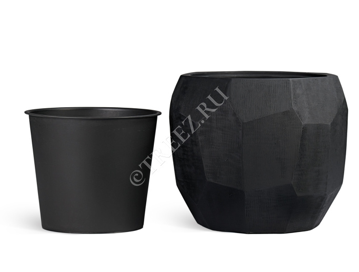 Кашпо TREEZ Effectory - Anthra - Design-многогранник - Антрацит фото