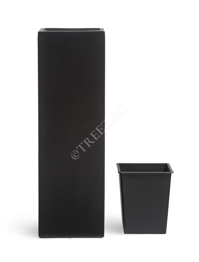 Кашпо TREEZ Effectory - Black Stone - Высокий куб - Антрацит фото