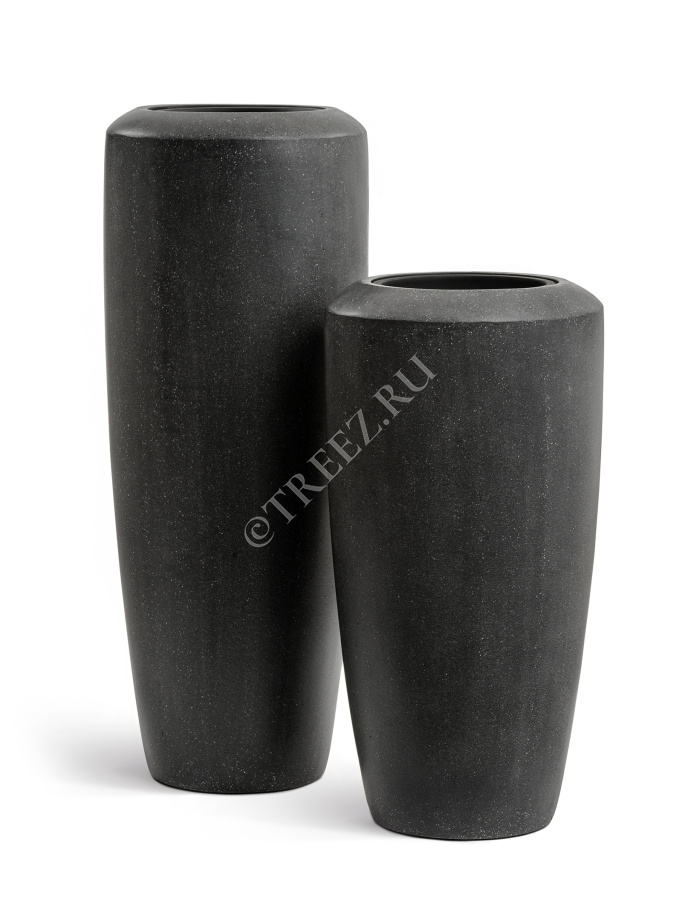Кашпо TREEZ Effectory - Quartz - Высокий конус - Чёрный кварц фото