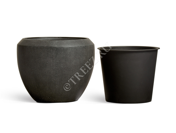 Кашпо TREEZ Effectory - Quartz - Чаша Design - Чёрный кварц фото