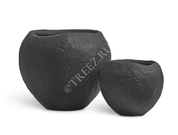Кашпо TREEZ Effectory - Organic - Сфера - Тёмно-серый камень фото