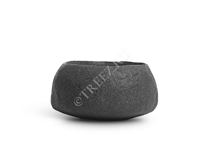 Кашпо TREEZ Effectory - Organic - Низкая чаша - Тёмно-серый камень фото