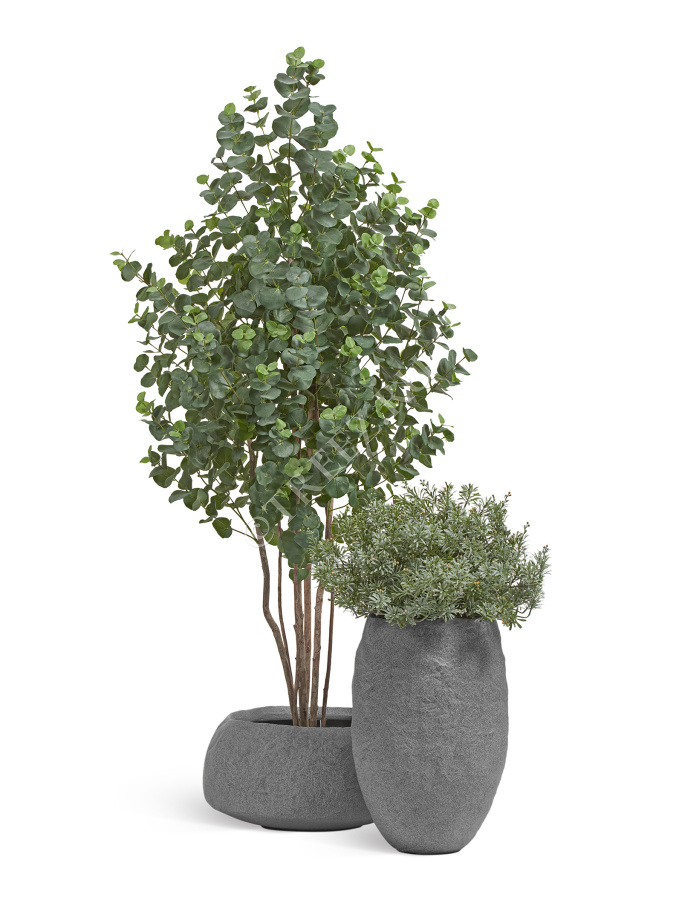 Кашпо TREEZ Effectory - Organic - Низкая чаша - Серый ледник фото