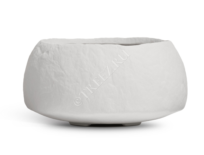 Кашпо TREEZ Effectory - Organic - Низкая чаша - Белый камень фото